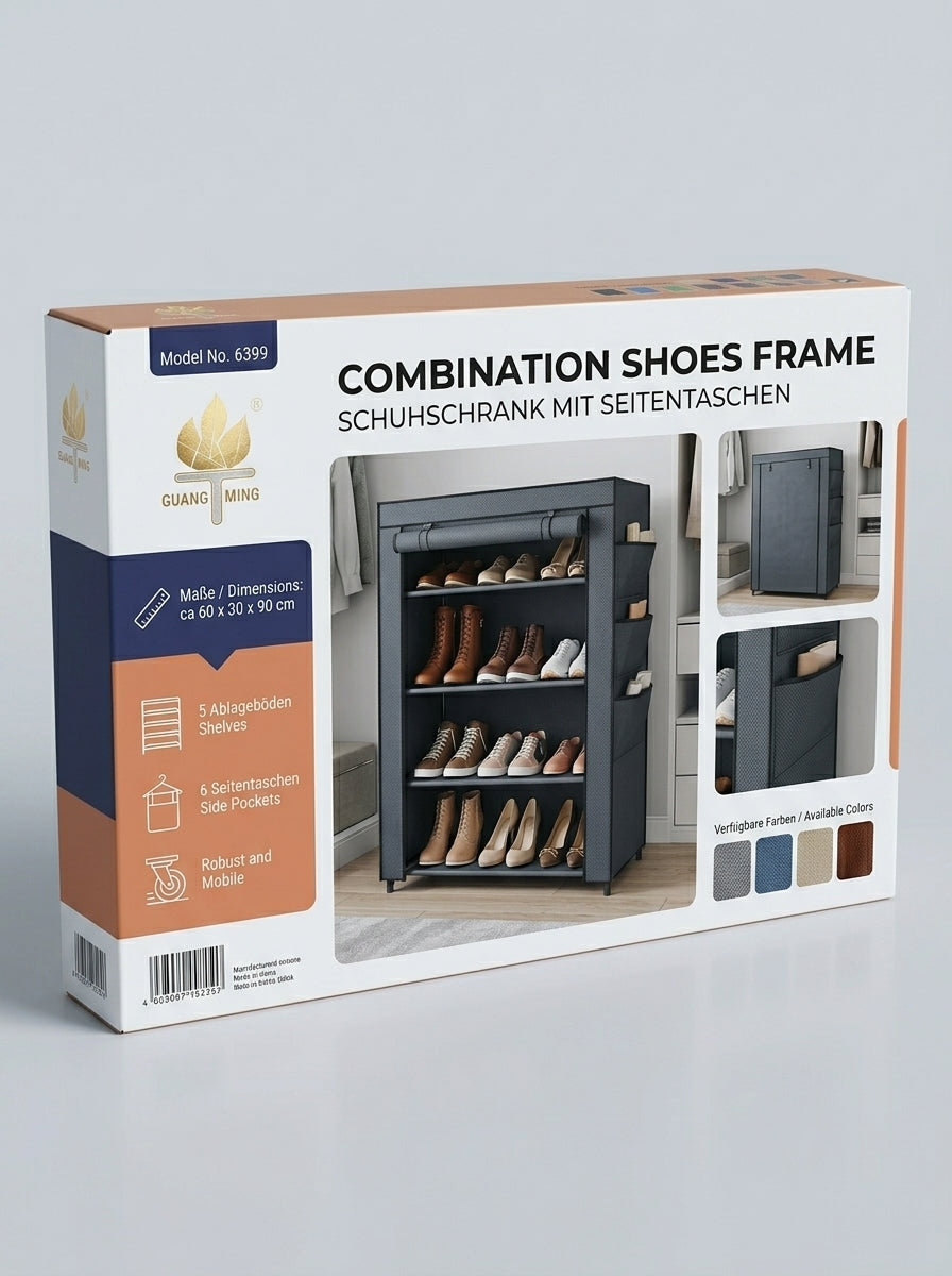 Guang Ming Combination Shoes Frame – 5-Shelf Fabric Shoe Rack with Cover