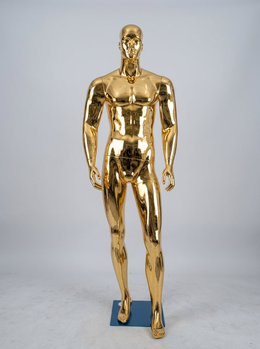 Gold Male Display Mannequin with Facial Features