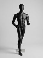 Connec Matte Black Male Mannequin (Running Pose — Athletic / Medium)
