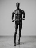 Connec Matte Black Male Mannequin (Running Pose — Athletic / Medium)