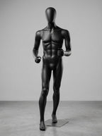 Connec Matte Black Male Mannequin (Running Pose — Athletic / Medium)