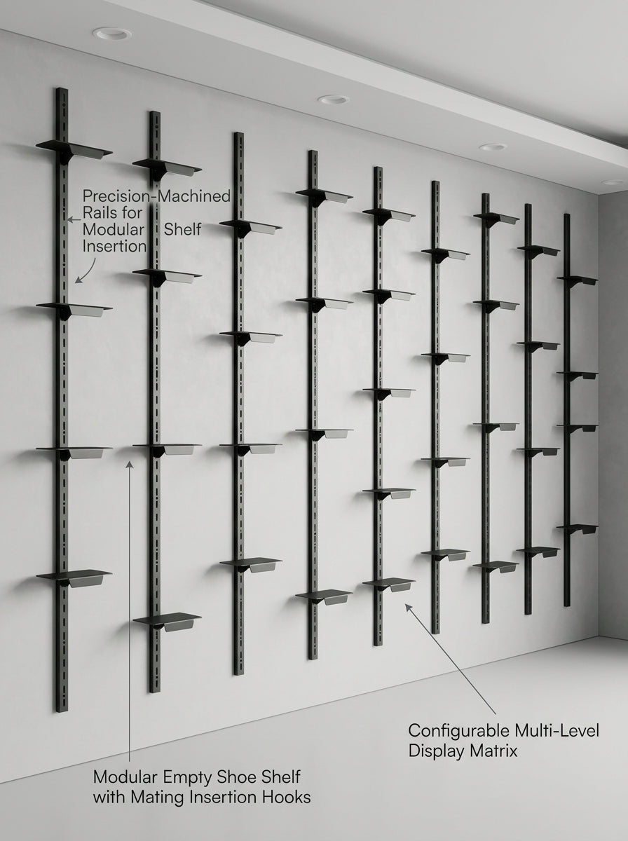 Wall-Mounted Shoe Display Rail System (12pcs)