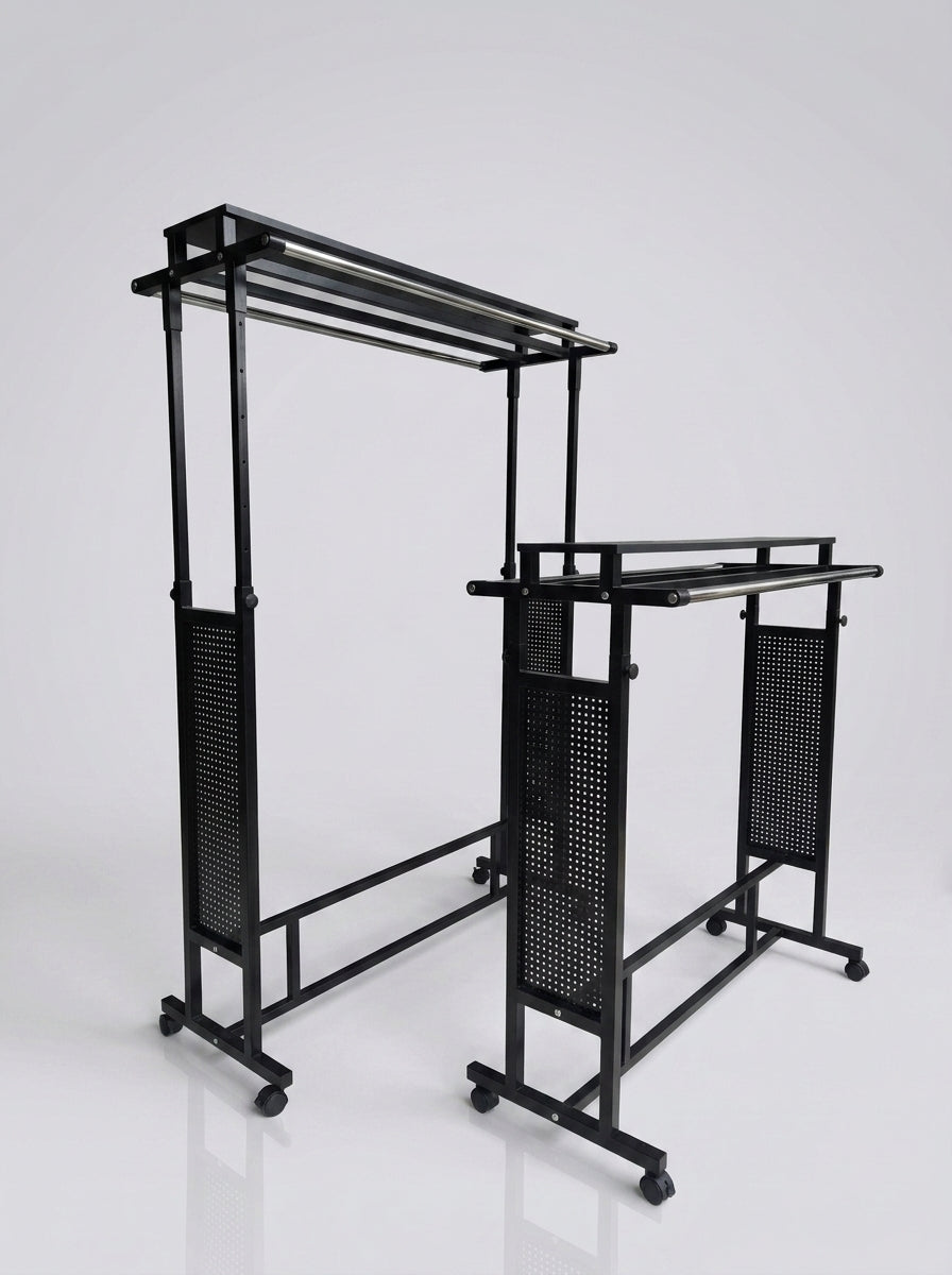 Adjustable double rail garment rack perforated panels – photo 9