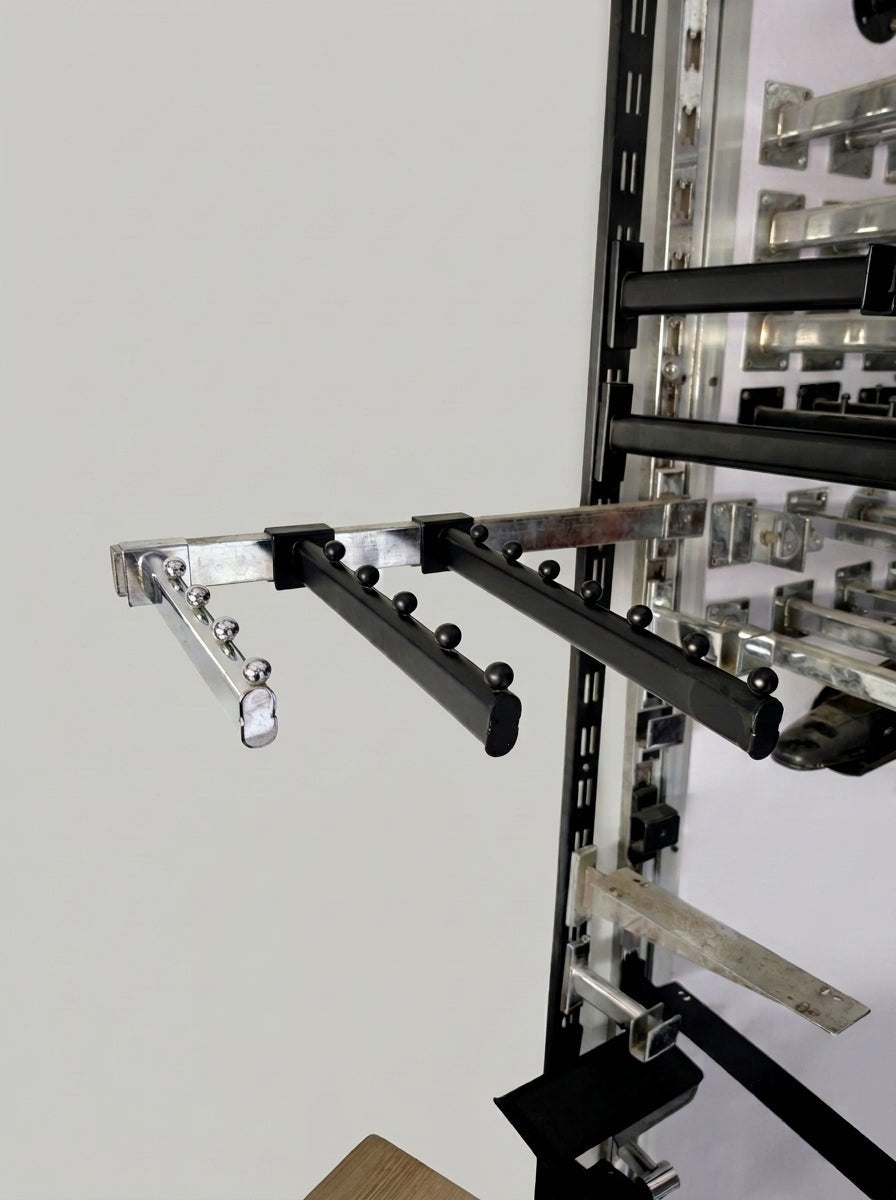 Premium Ball Waterfall Hooks – Forward-Angled Arm (Crossbar Top-Hook Mount)
