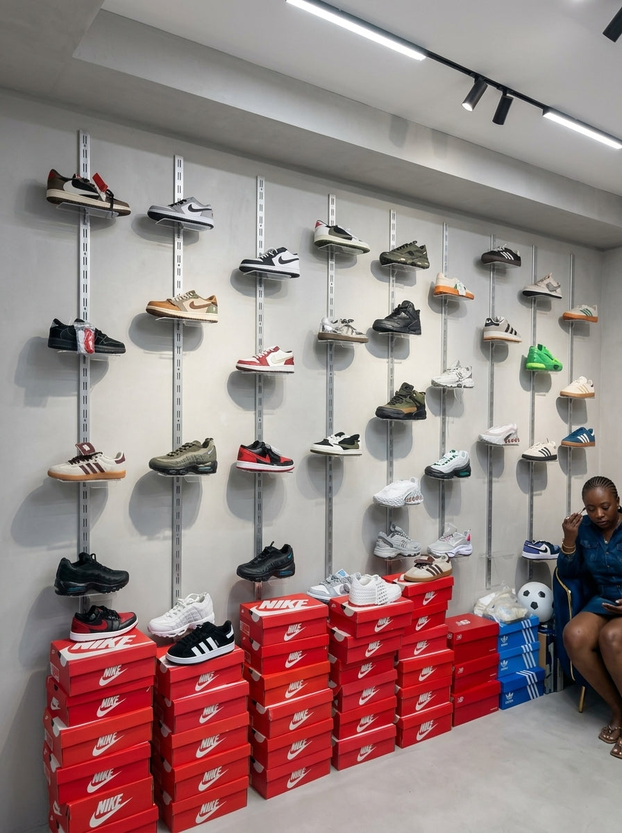 Wall-Mounted Shoe Display Rail System (12pcs)