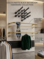 Hand-Forged Brass Wide Handle Wall-Mounted Clothing Rail