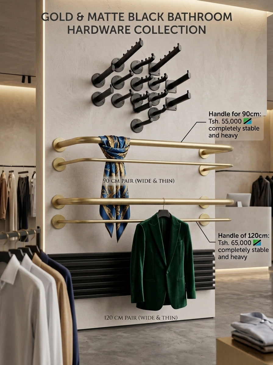 Hand-Forged Brass Wide Handle Wall-Mounted Clothing Rail