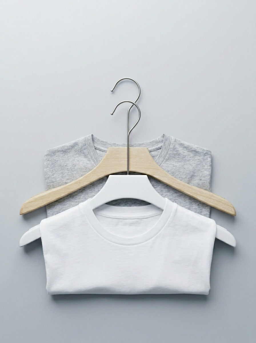 Plastic Hangers Natural & White (12pcs)
