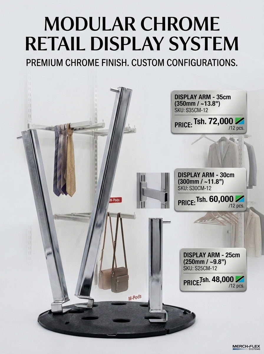 Premium Chrome Display Arms – Stainless Chrome Collection