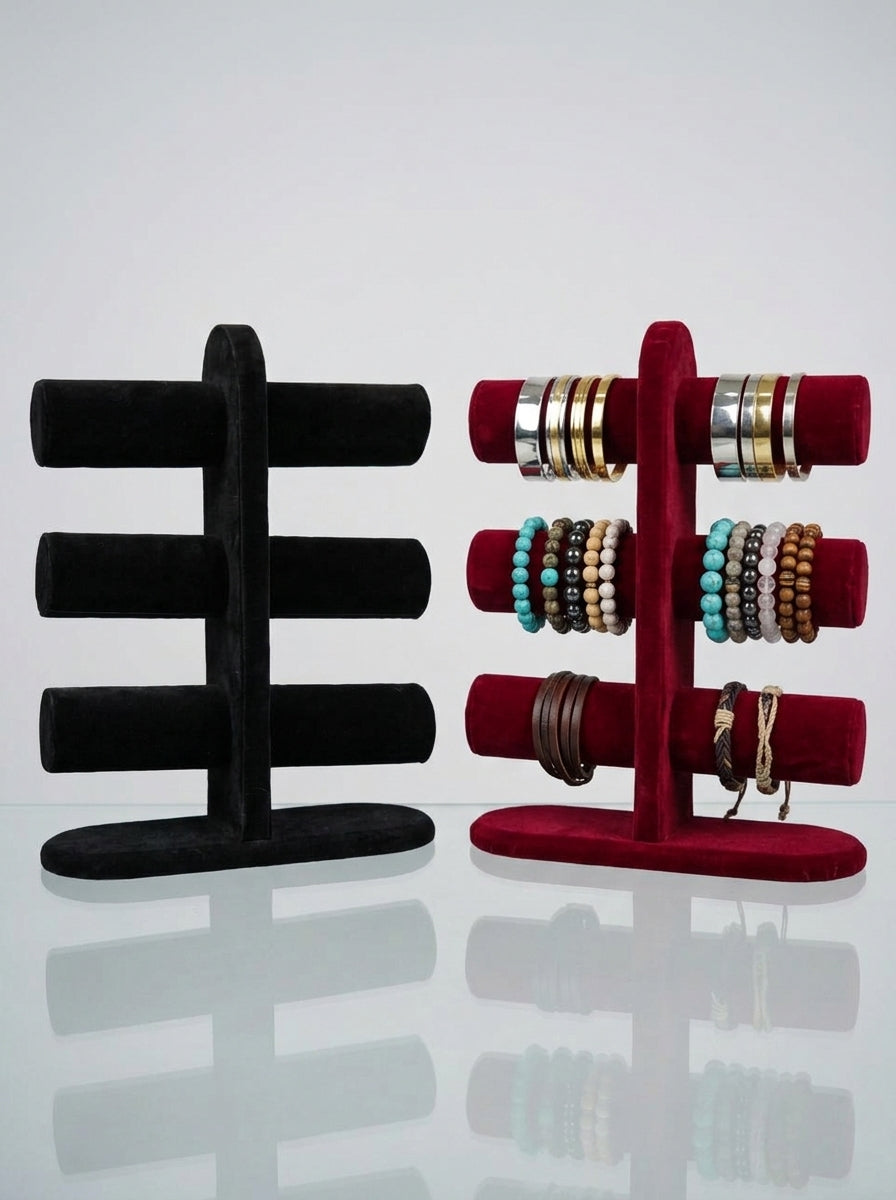 3-Tier Velvet Bracelet & Watch Stand
