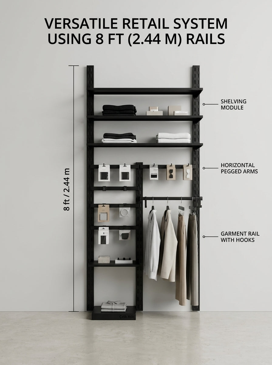 Professional Heavy-Duty Slotted Vertical Rails and System Accessories