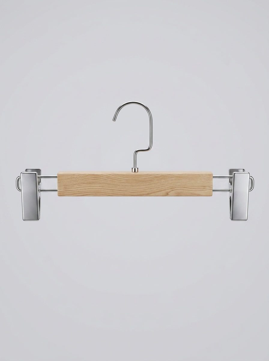 Natural Beech Wood Trouser & Skirt Clip Hangers — Pack of 12