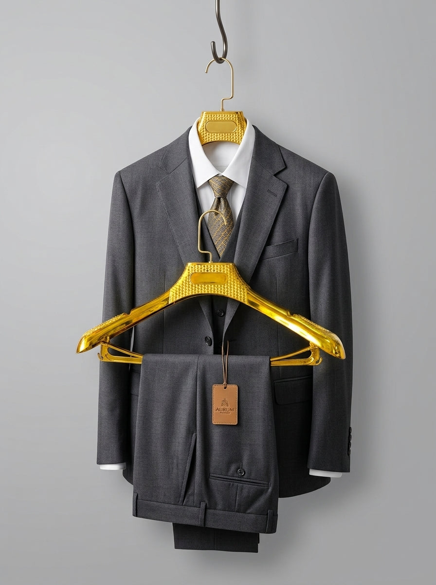 Luxury Gold Suit Hangers with Trouser Bar — Pack of 12