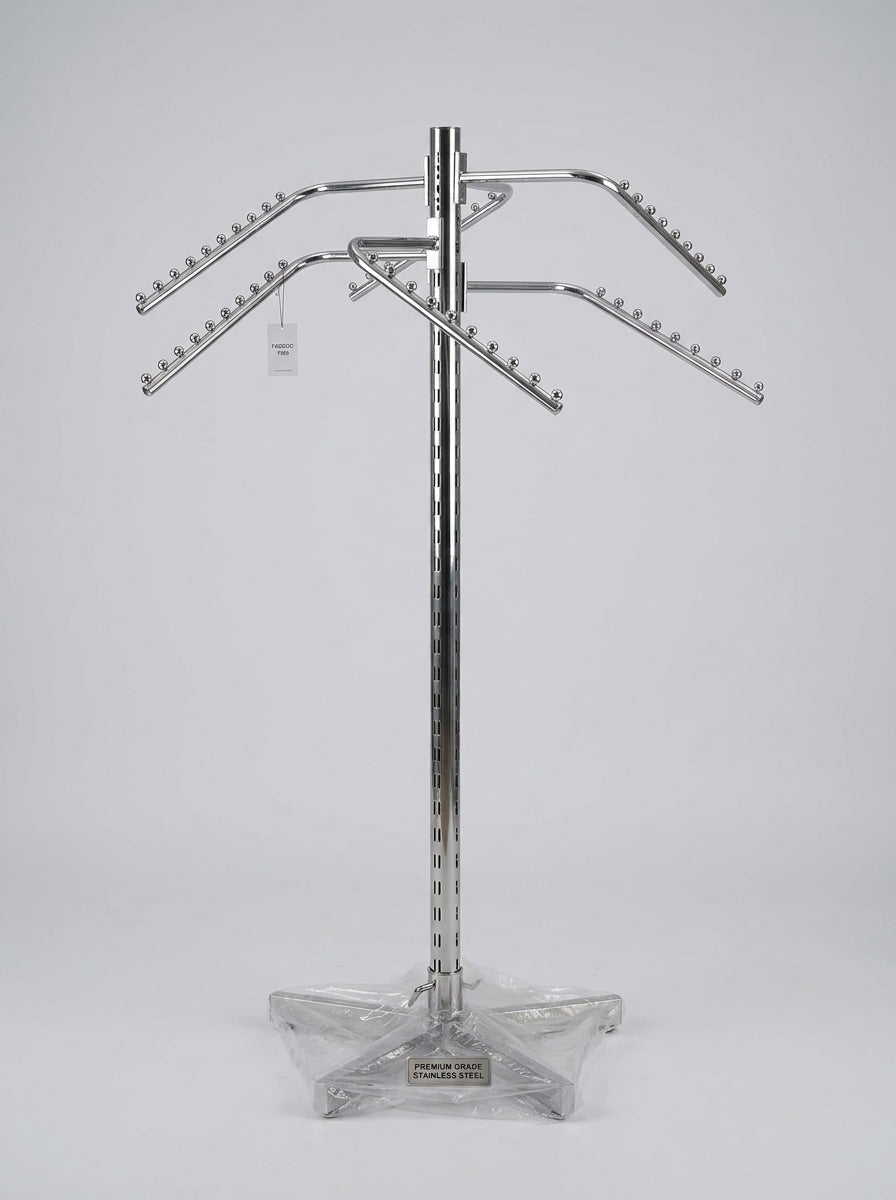 4-Way Clothing Display Rack – Stainless Steel