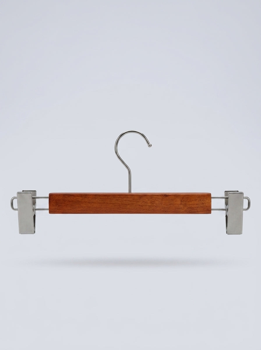 Premium Wooden Trouser & Skirt Clip Hangers — Pack of 12