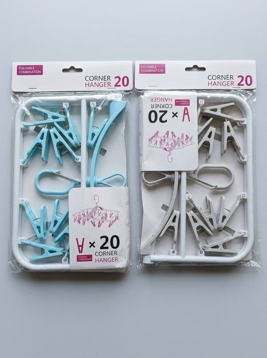 Foldable 20-Clip Corner Hanger