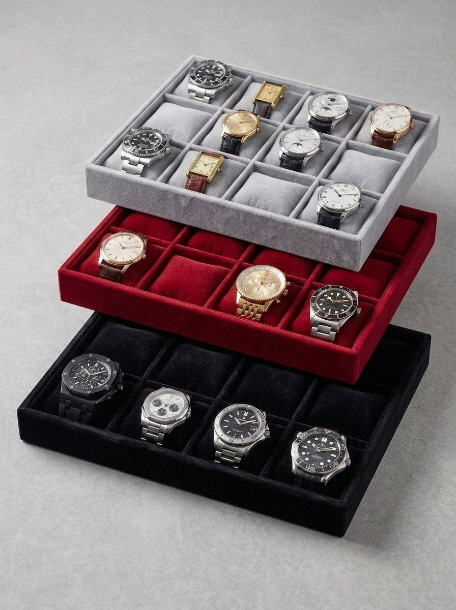 Velvet Watch Display Tray – 12-Slot