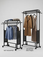 Adjustable double rail garment rack perforated panels – photo 7