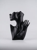 Abstract Face & Hand Bust Mannequin – Matte Black Jewelry Display