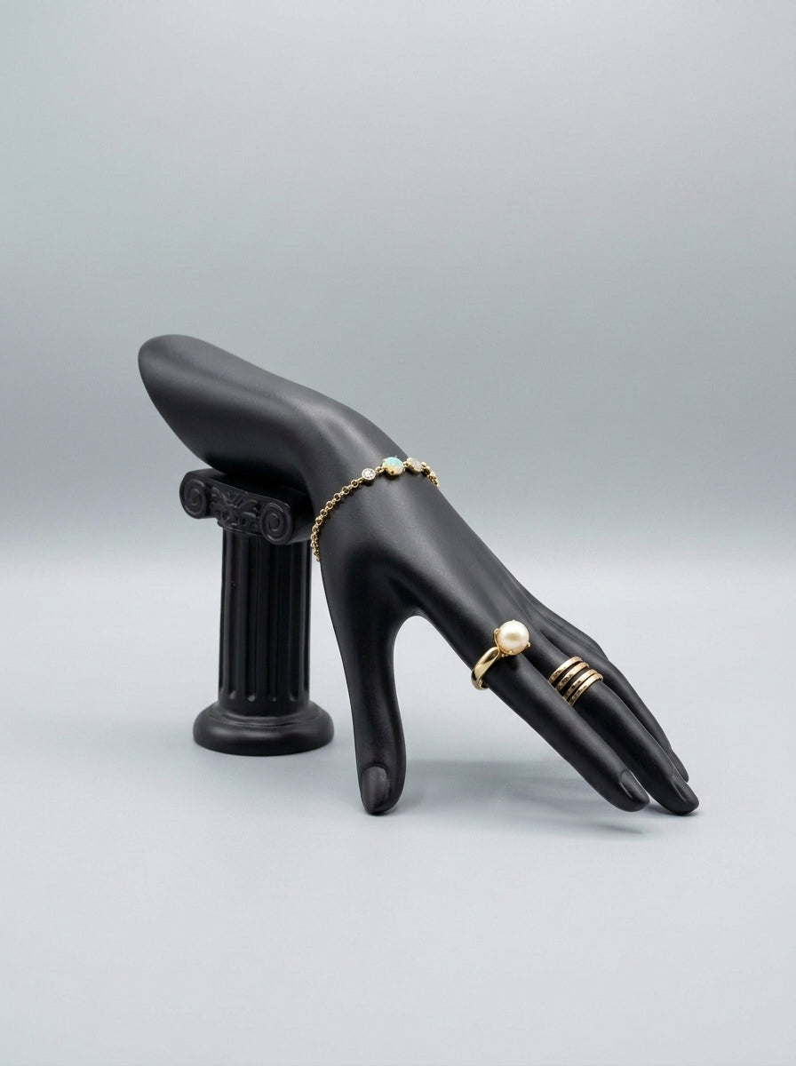 Sculptural Hand Mannequin on Column Pedestal – Matte Black Ring & Bracelet Display