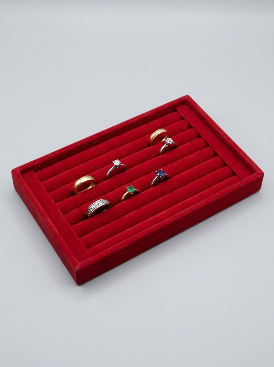 Red Velvet Ring Display Tray