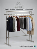CONNEC Premier double-tier clothing rack – premium clothing rack Tanzania