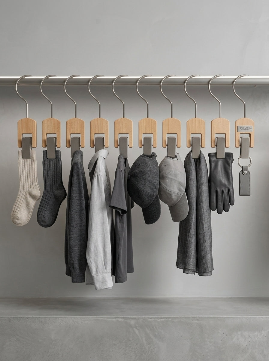 Mini Wooden Clip Hanger with S-Hook (12pcs)