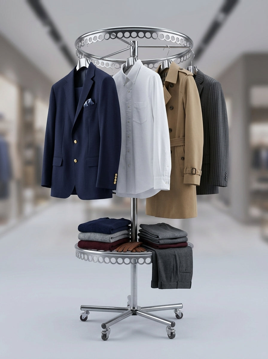 2-Tier Round Clothing Rack – Chrome