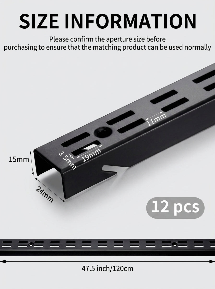 Professional Heavy-Duty Slotted Vertical Rails and System Accessories