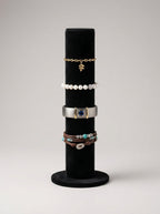 Bracelet Display Tower – Tall Black Velvet Column Stand