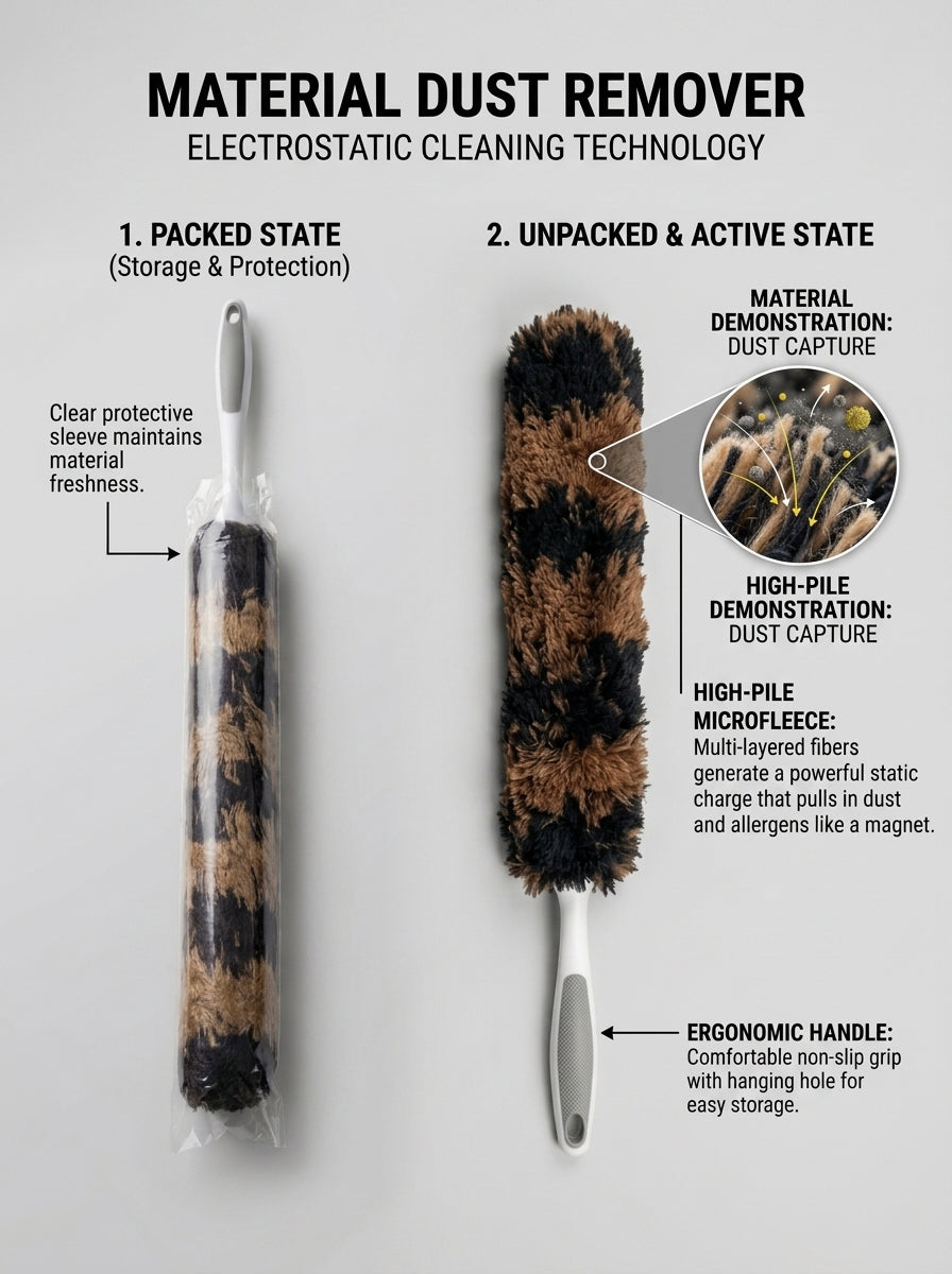 Microfiber Dust Remover – Brown & Black Electrostatic Duster